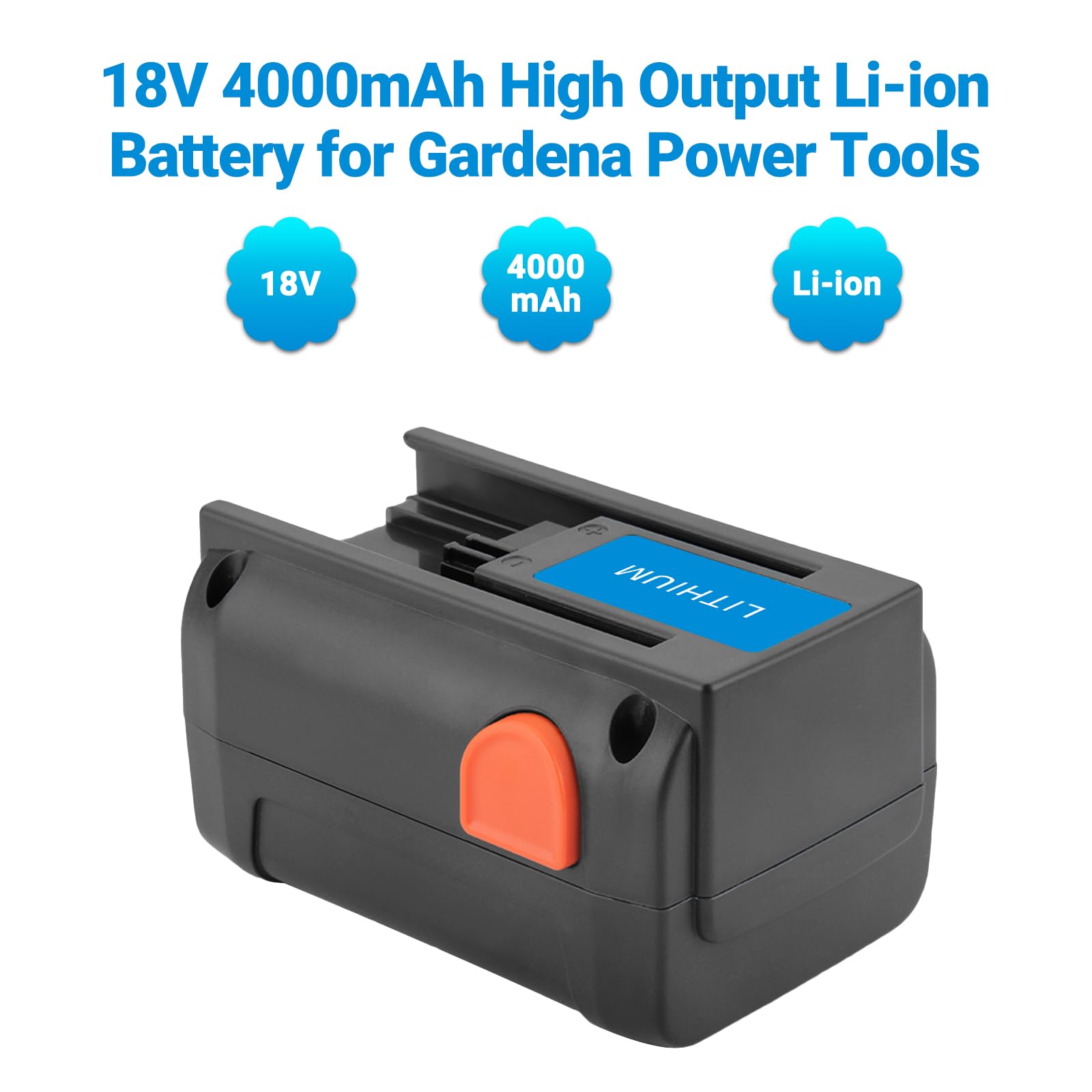 Batería de ion de litio para Gardena ErgoCut 48 LI 8878 8835 8835-20 8835-20 8835-U 8839 8839-20 8839-U 8878-20 4078500887809 (18 V, 4000 mAh)