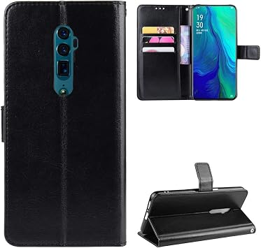 Case for Oppo Reno 5G / CPH1921 Case Cover,w/Card Slots & Kickstand,Leather flip case Cover Black