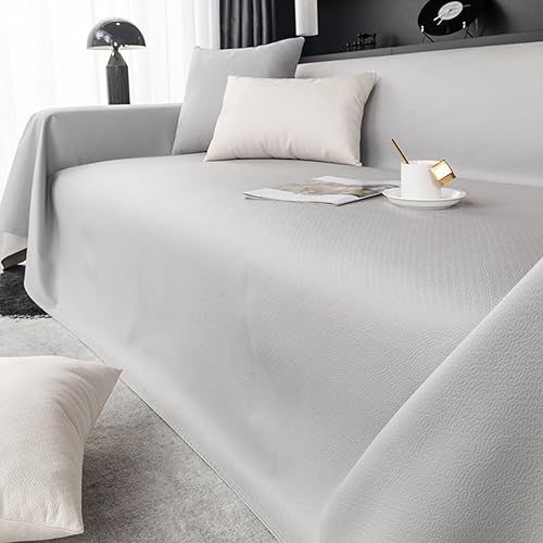 Fundas suaves para sofá de 3 cojines, fundas de sofá de color liso gris claro para perros, poliéster, 81 pulgadas de ancho x 102 pulgadas de largo