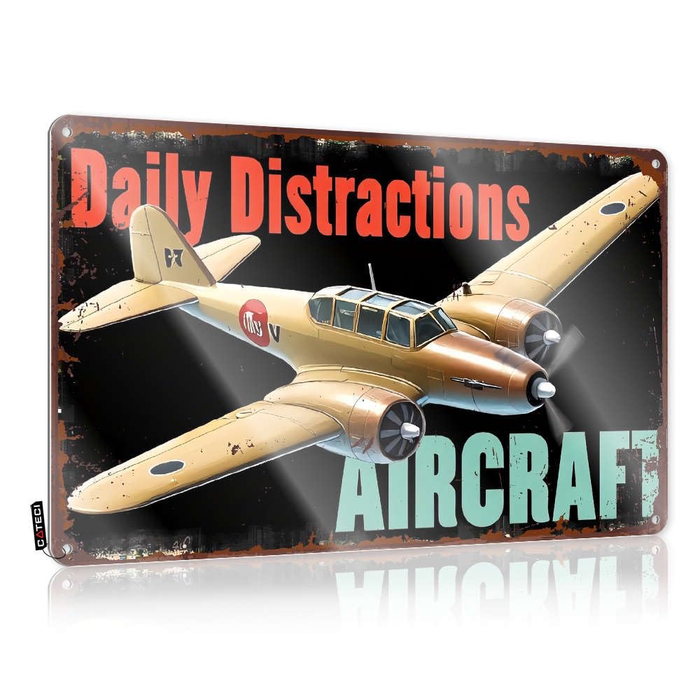 Tin Sign Square Statue Home Decor - Daily Distractions Aircraft Return Rustic Style Artwork For Bar(20X30CM)