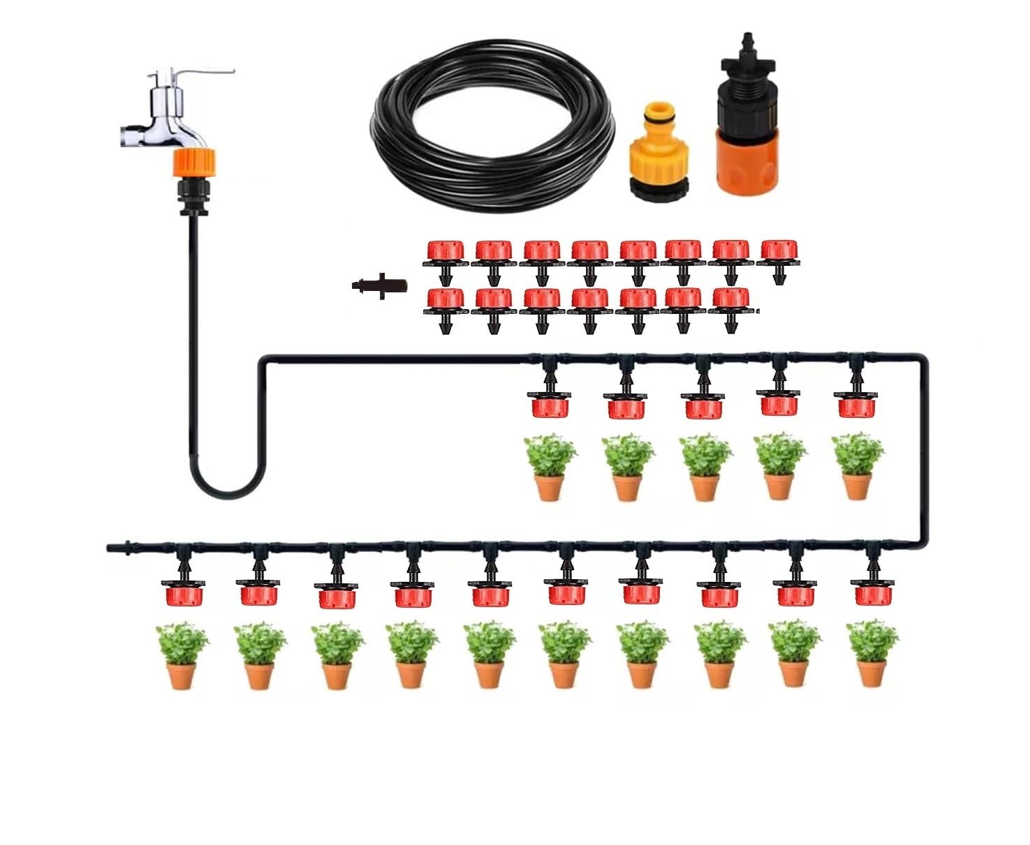 Sponsored Ad - Micro Drip Irrigation System Plant Self Automatic Watering Timer Garden Hose Kits With Adjustable Dripper (10M Hose Drip System)