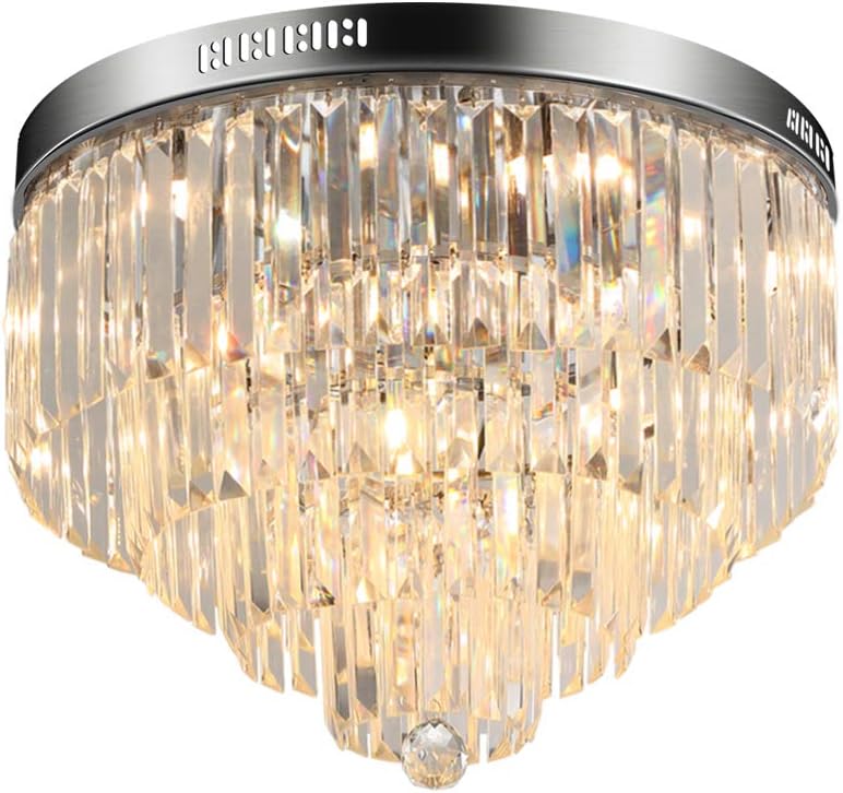 Modern Crystal Ceiling Light Chandeliers Pendant Light Chrome Finish Round for Bedroom Living Room Restaurant Dining Room Indoor use Ø50cm