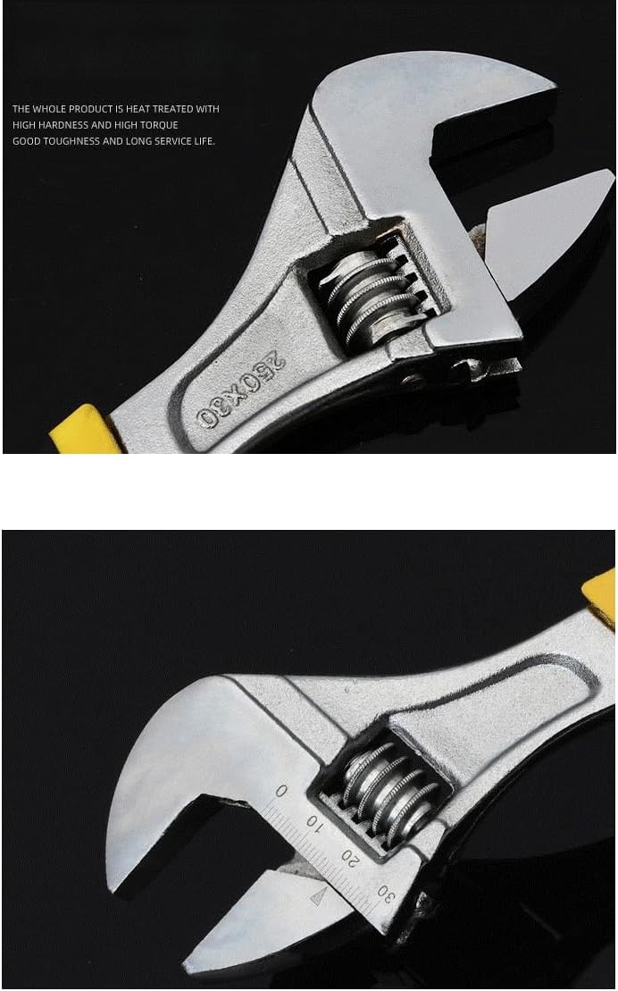 6" & 8" Adjustable Wrench Set, Non-Slip Jaw & Ergonomic Plastic Handle for Secure Grip, Multifunctional Hex Spanner for Plumbing, Repair and Household Tools
