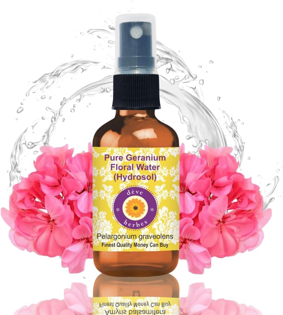 Deve Herbes Pure Geranium Floral Water (Hydrosol) (Pelargonium graveolens) 50ml (1.69 oz)