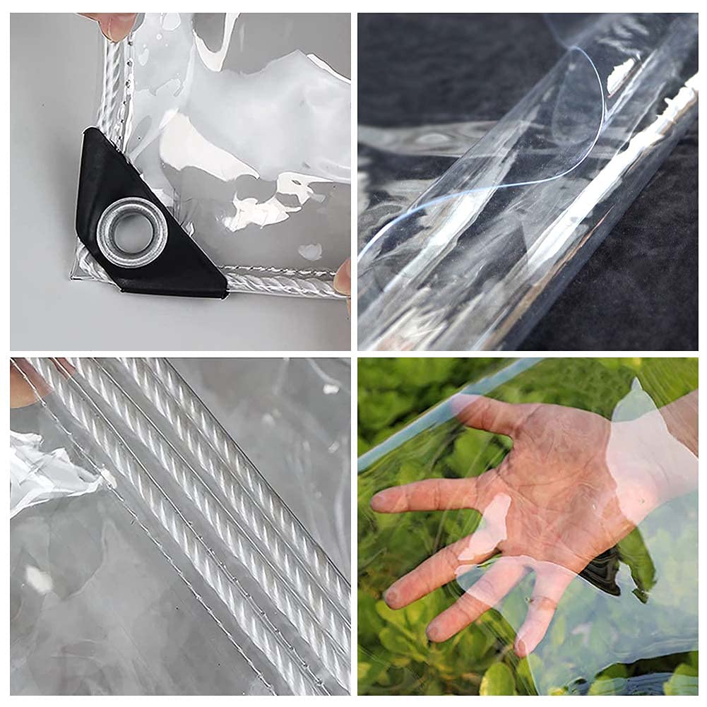 Heavy Duty Waterdicht PVC Transparant Dekzeil 500g/m² Clear Vinyl Tarp Cover voor Patio Behuizing en Luifel Duurzaam 0,35 mm Anti Aging Isolatie Zacht Glas Dekzeil 5 m X 7,5 m