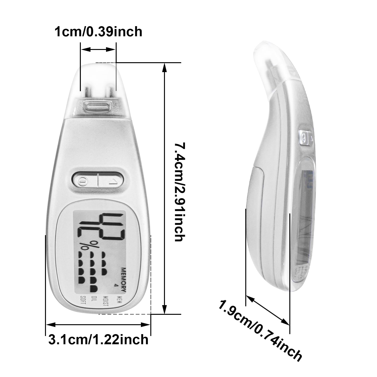 Analizador de suavidad de aceite de humedad de la piel, resultado digital, batería AG13, pantalla LCD, herramienta para el cuidado de la piel, Elitzia ET302 Mini portátil