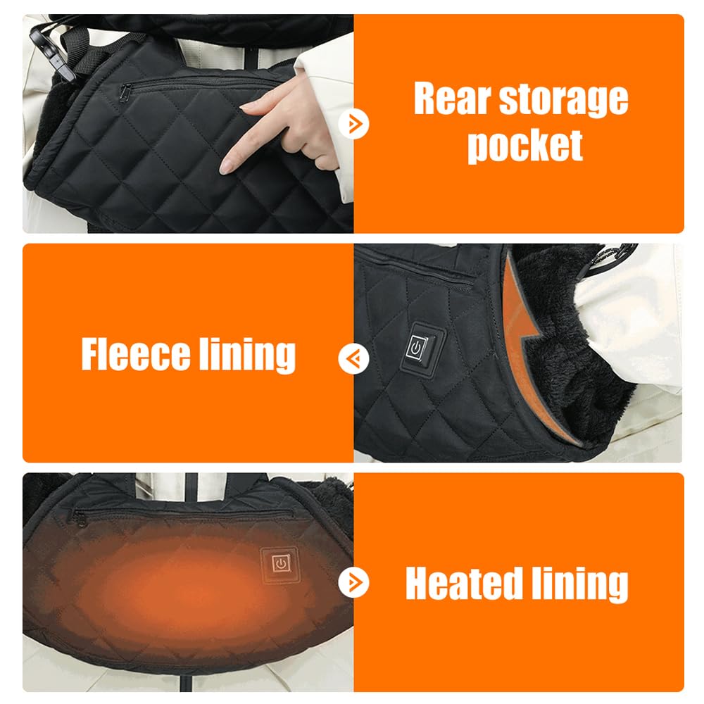 Scaldamani Elettrico Ricaricabile USB, Invernale Morbido Borsa Calda Elettrica con Custodia Rimovibile e Lavabile, Antivento Scaldino Elettrico Mani a 3 Livelli, per Campeggio All'aperto, Sci, Regalo