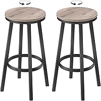 MAHANCRIS Set of 2 Greige Swivel Bar Stools with Footrest - 26.4" Counter Height Industrial Kitchen Chairs, 360° Rotation BAHG1301