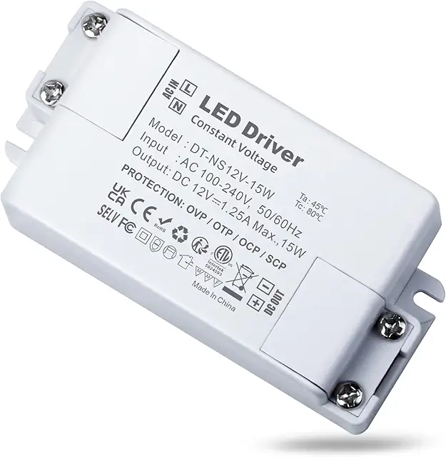 REYLAX 12V 15W LED Power Supply for DIY Strips and Bulbs