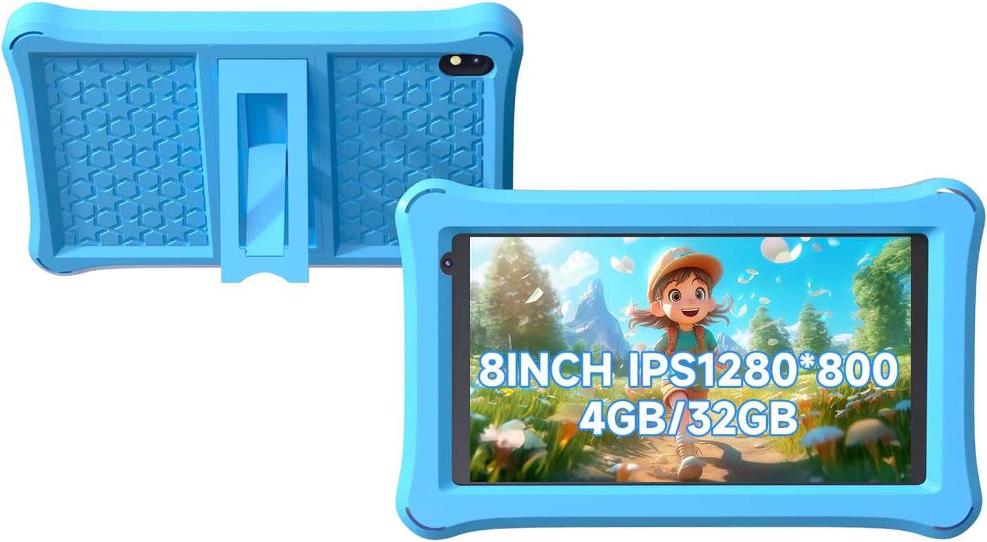 Kids Tablet 8 inch Toddler Tablet Android Kids Tablet 4GB RAM 32GB ROM 8 inch IPS Touchscreen 1280×800, Iwawa and Parental Controls Kids Tablet , WiFi, Dual Camera, Bluetooth, Shockproof Case Kids Tablet 8 inch Toddler Tablet Android Kids Tablet 4GB RAM 32GB ROM 8 inch IPS Touchscreen 1280×800, Iwawa and Parental Controls Kids Tablet , WiFi, Dual Camera, Bluetooth, Shockproof Case
