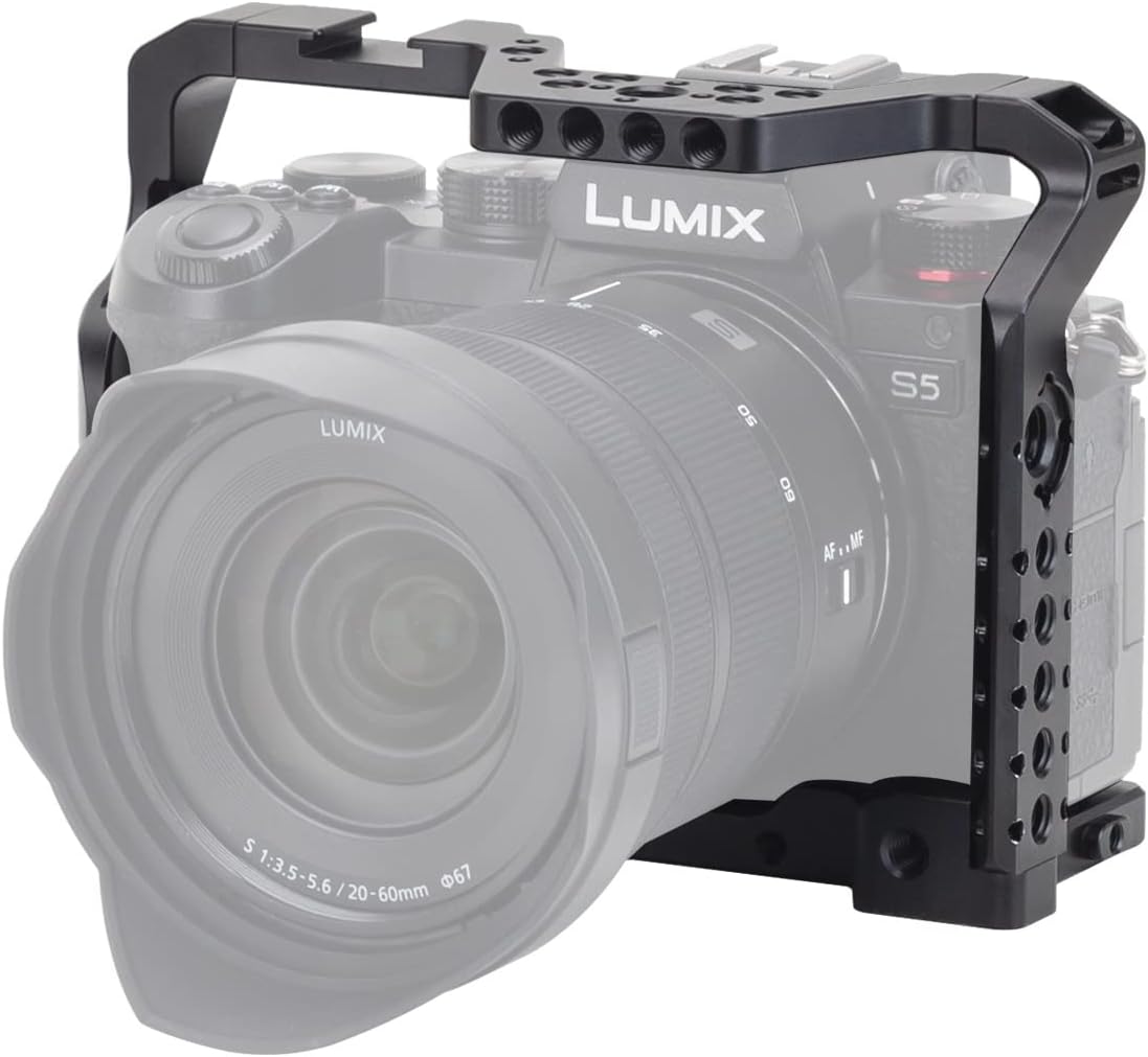 Nitze S5 Cage for Panasonic Lumix S5 with Built-in NATO Rail and Cold Shoe - TP-LS5