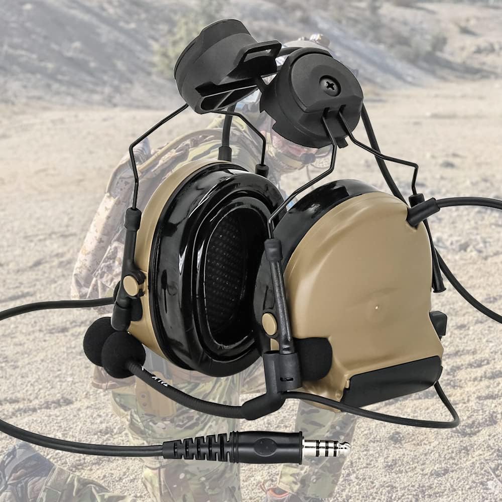 Tactical Headset with ARC Rail Adapter Hearing Protection with Gel Ear Pads for Airsoft Sports