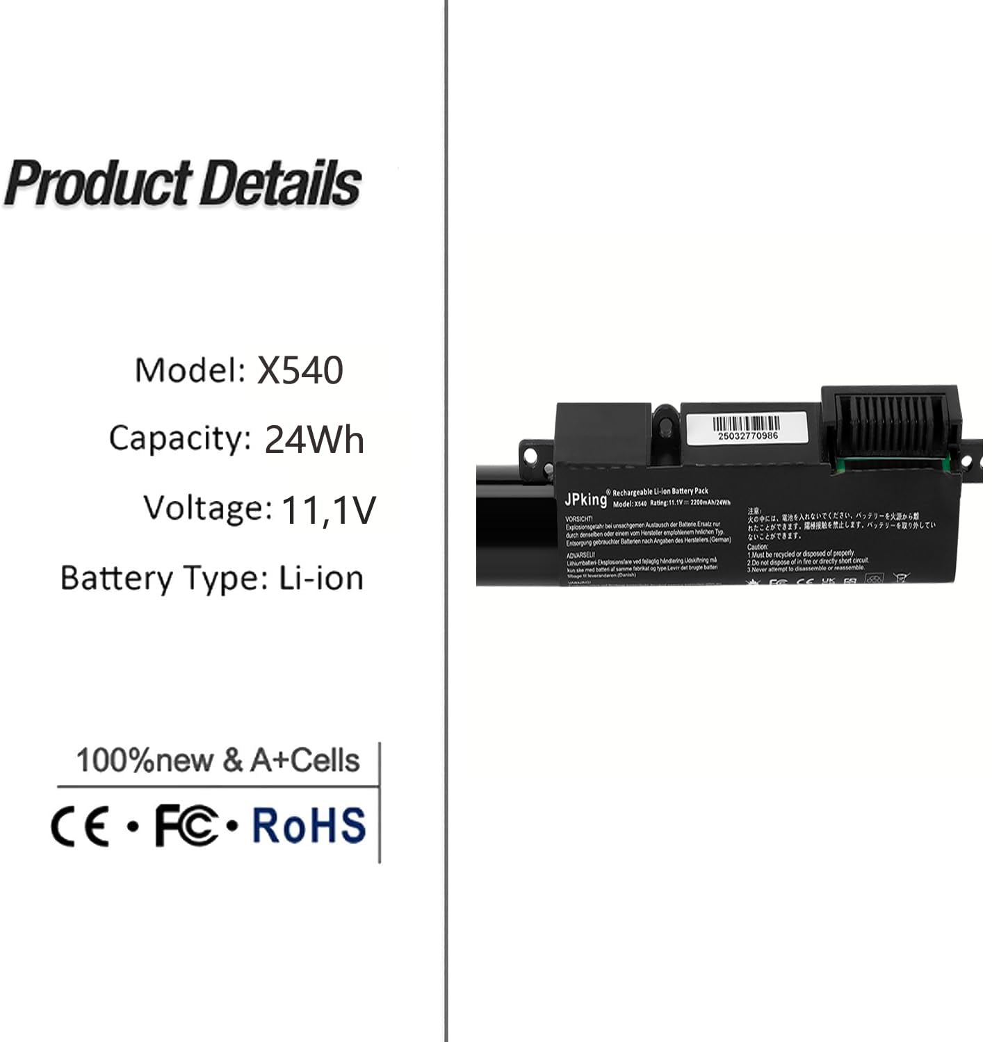 JPking A31N1519 Batería para für ASUS F540 F540L F540LA F540S F540SA A540 A540L A540S X540 X540L X540LA X540LJ X540S X540SC X540Y X540YA R540 R540L R540LA R540LJ R540S R540SA R540Y