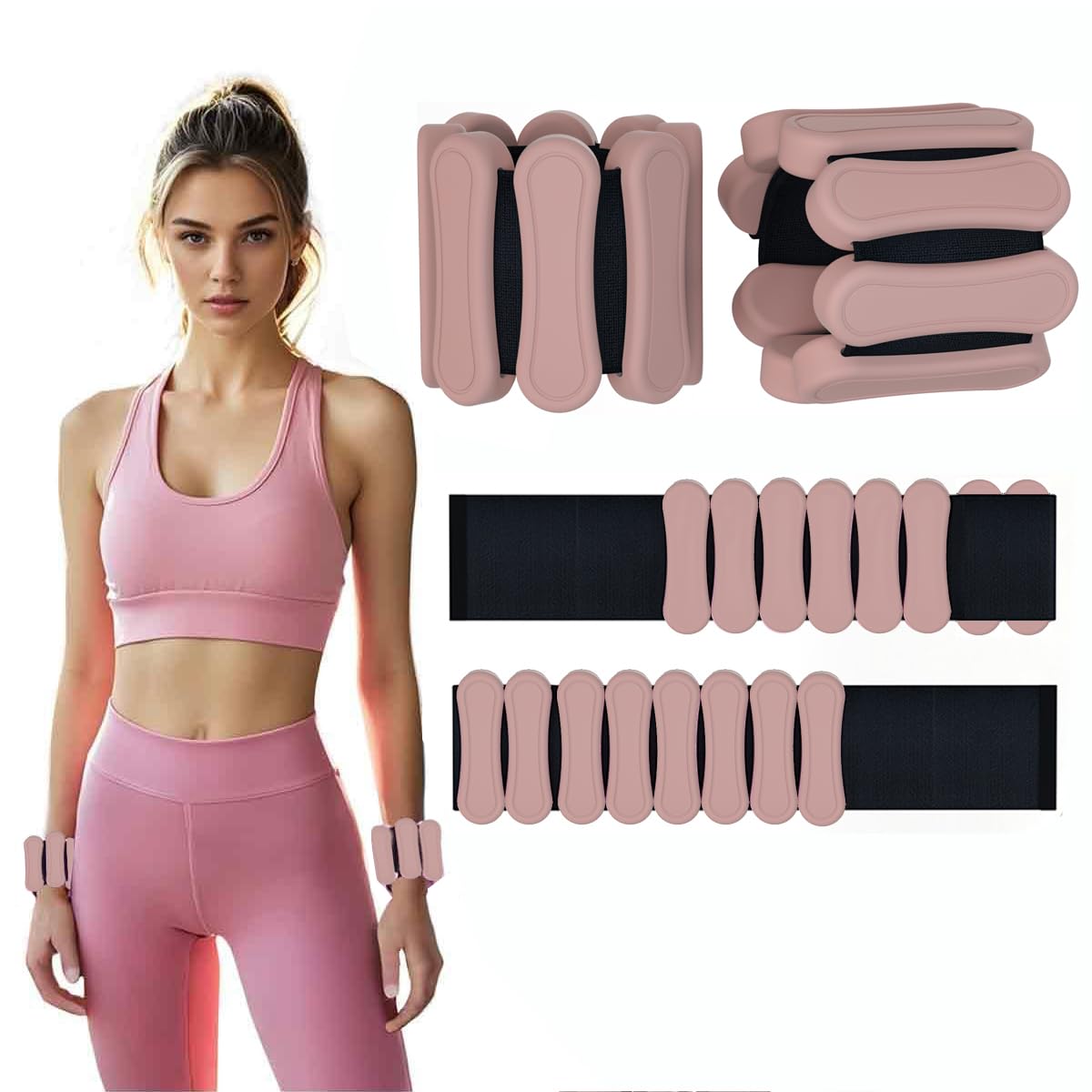 Ankle and Wrist Weights for Women & Men, Set of 2 (1Lbs Each) Adjustable Ankle Weights Strength Training for Yoga, Pilates, Home Gym, Strength Training
