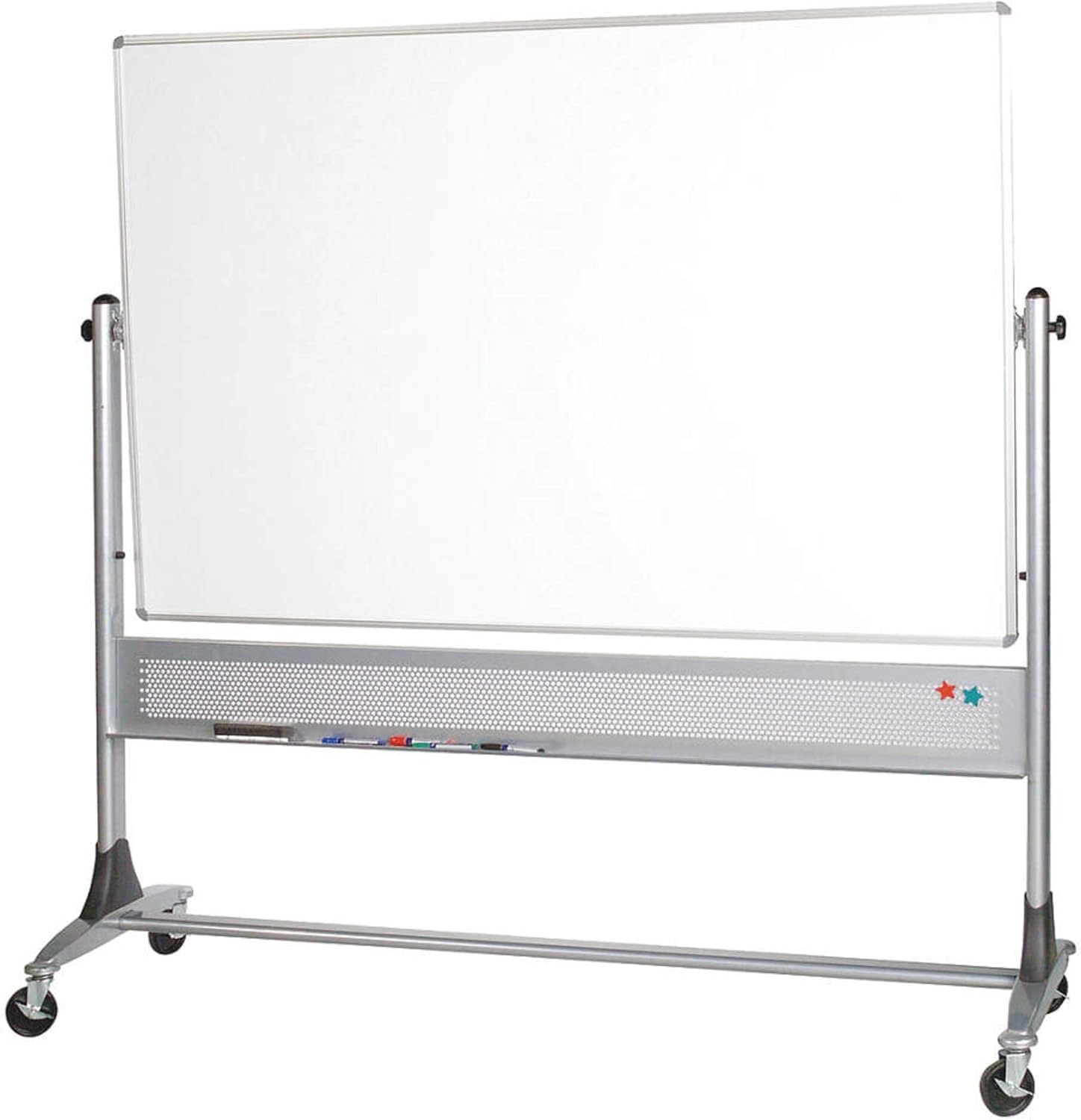 Best-Rite 669RH-DD Platinum Mobile Reversible Whiteboard Easel, 4 x 8 Feet Panel Size, Porcelain Steel Markerboard Surface, Porcelain Steel Magnetic