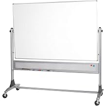 Best-Rite 669RH-DC Platinum Mobile Reversible Whiteboard & Bulletin Easel, 4 x 8 Feet Panel Size, Porcelain Steel Markerboard & Natural Cork Tack Surface