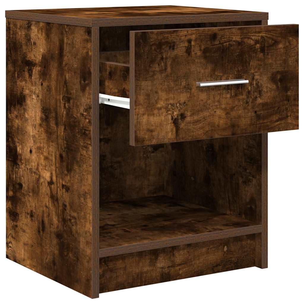 Comodini 2 pz con cassetto in truciolato rovere fumo 40x34x50 cm, mobiletto salvaspazio con ripiano e scomparto per camera da letto, soggiorno, ufficio, corridoio, ingresso