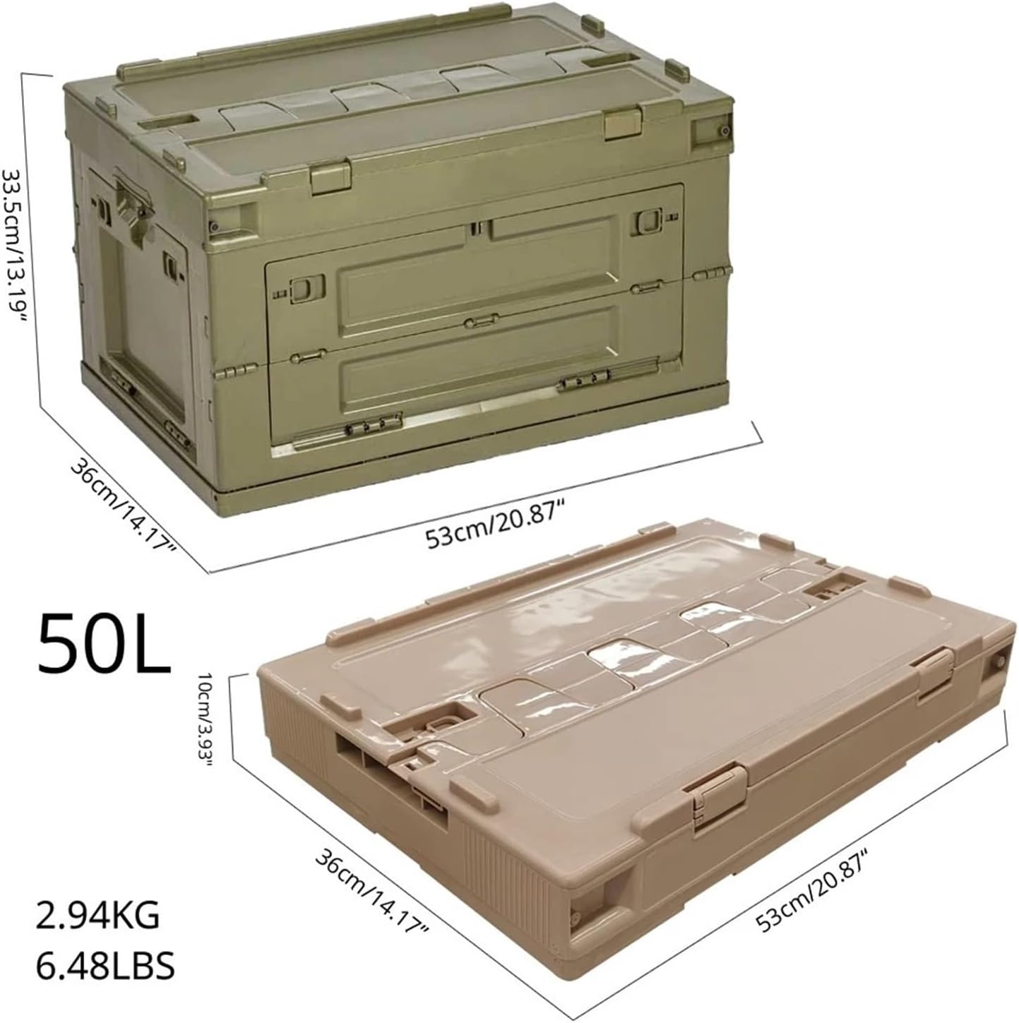 50L Outdoor Camping Double Door Folding Storage Thickened Container(03 Box and Board)