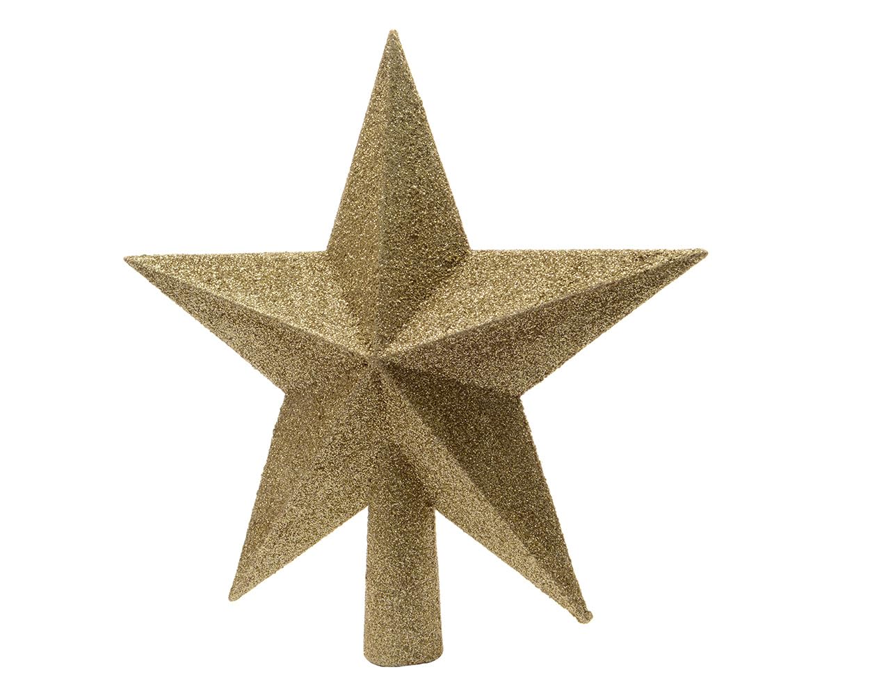Kaemingk Christmas Tree Star - Five Point Gold Glitter Star 19cm Diameter