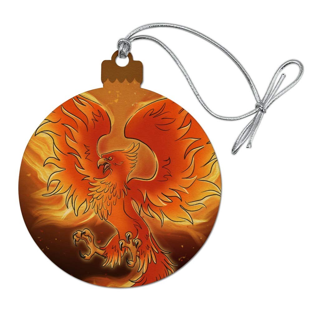 Phoenix Rising from The Flames Wood Christmas Tree Holiday Ornament-picture-30