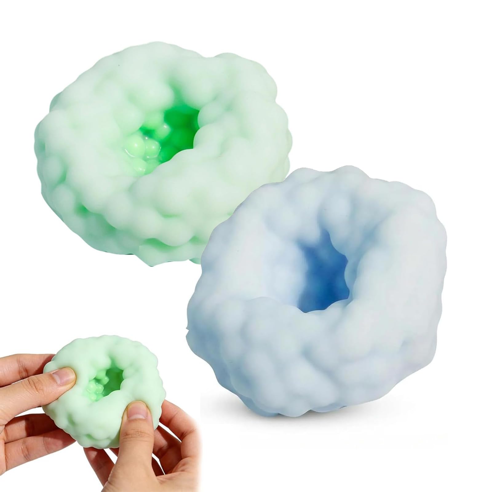 2Pcs Crunchy Squishy Stress Ball, Ice Skin Crunchy Stress Balls, Slow Rebound Sensory Squeeze Balls, Moldable Crunchy Stress Balls, Anxiety Relief Fidget Replica Sensory for Office, School & Travel