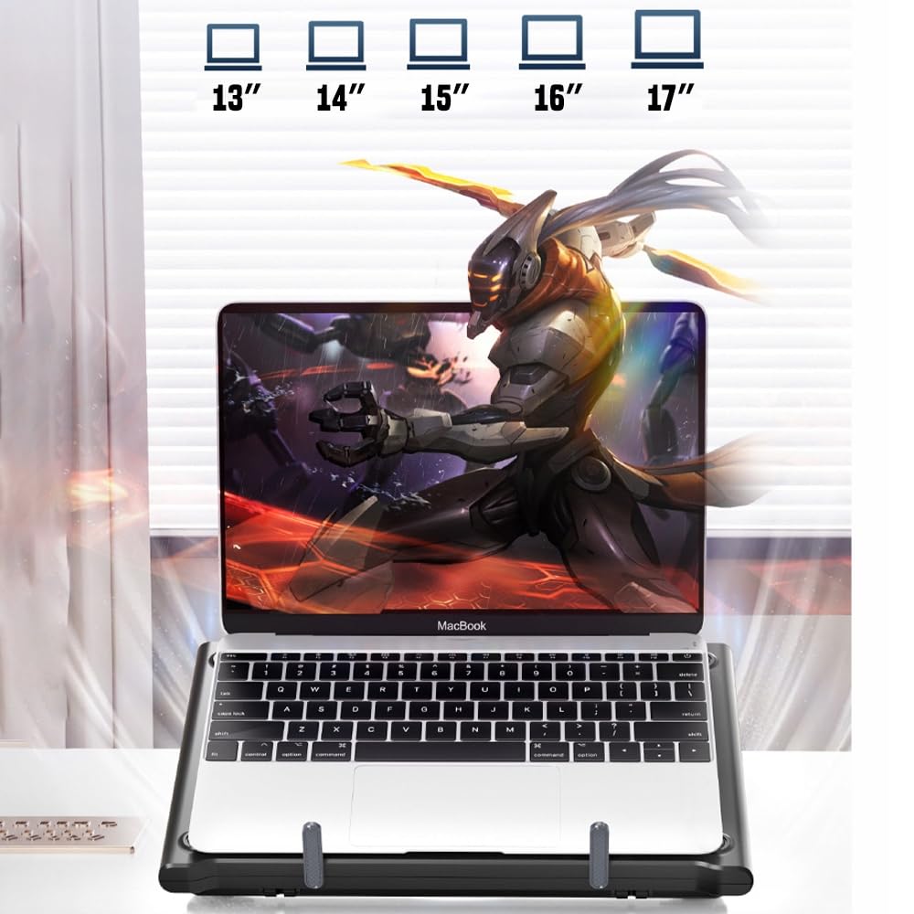 EXG C400 - 2 ventole, 6 livelli di inclinazione, funzionamento USB, per laptop fino a 17", silenzioso 23 dB, ABS e metallo