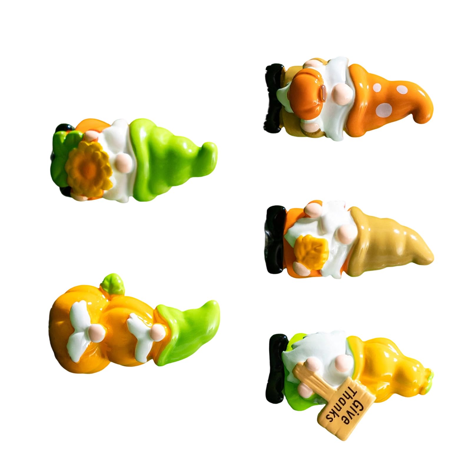 Piceioep Tiny Autumn Pumpkin Gnomes Statue Figurines to Hide Miniature Fall Gnomes Statues Ornament for Harvest Party Decors Minis Garden