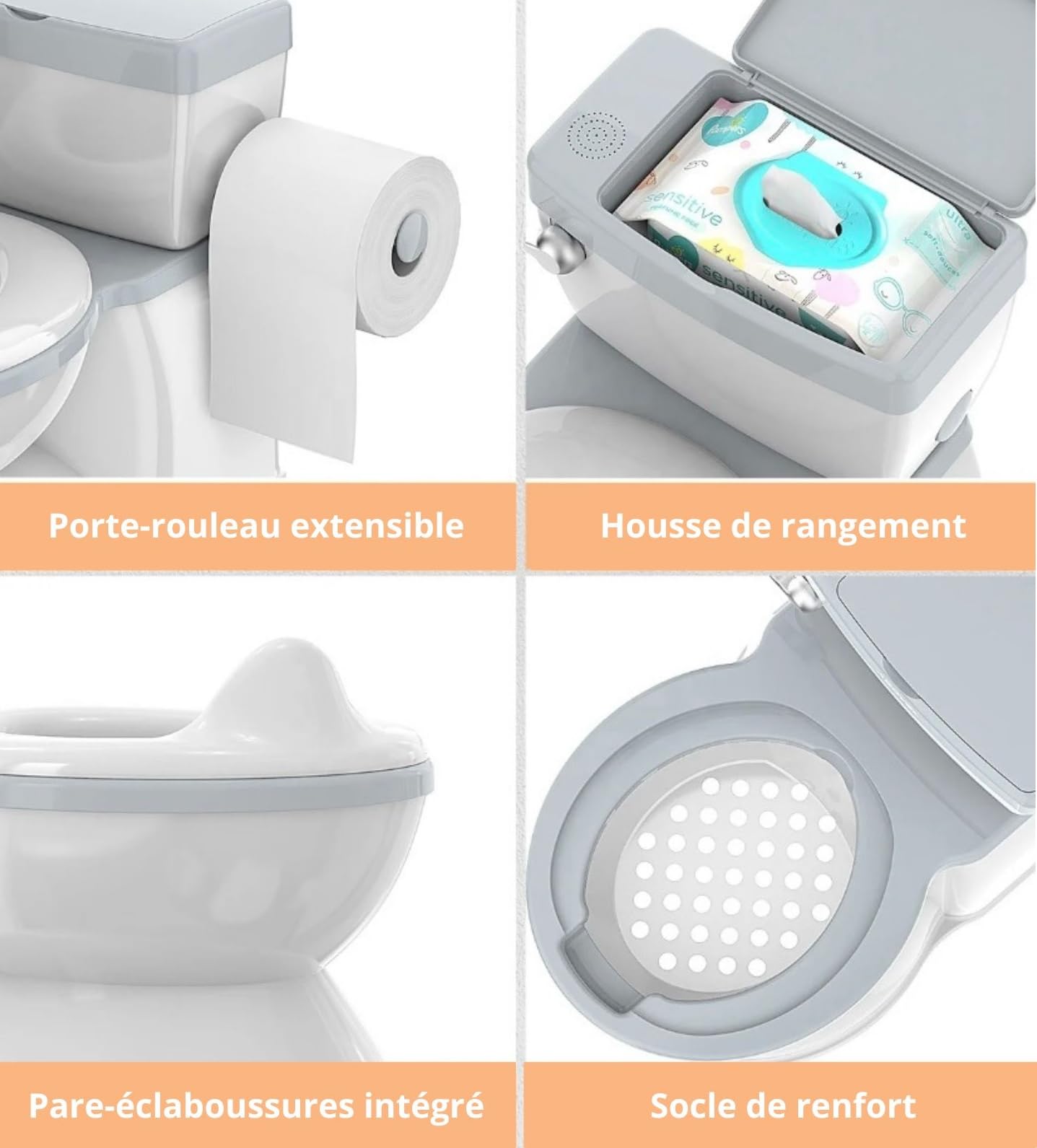 BABYBOND Urinoir pour enfants pour bébés et enfants avec son de chasse d'eau. (Gris)