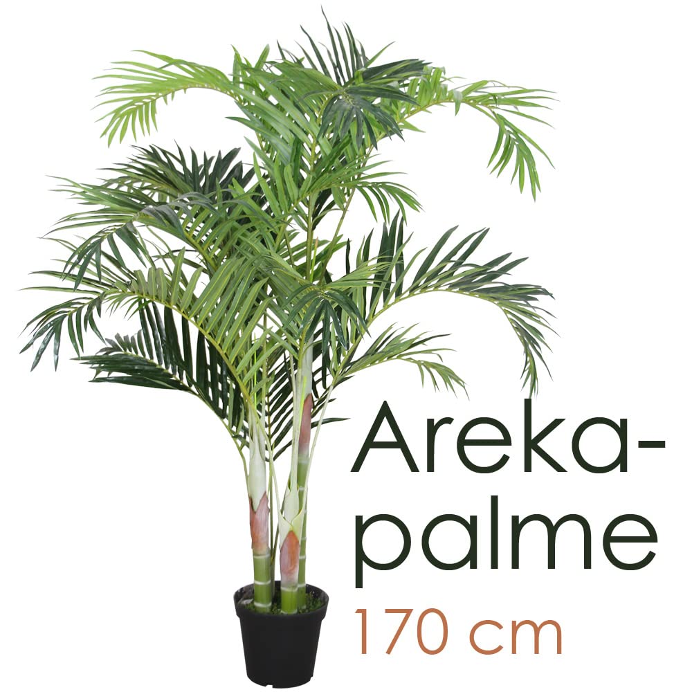 Decovego Sztuczna palma, duża, sztuczna roślina, jak prawdziwa, plastikowa roślina Areka, wysokość 170 cm, dekoracja balkonowa