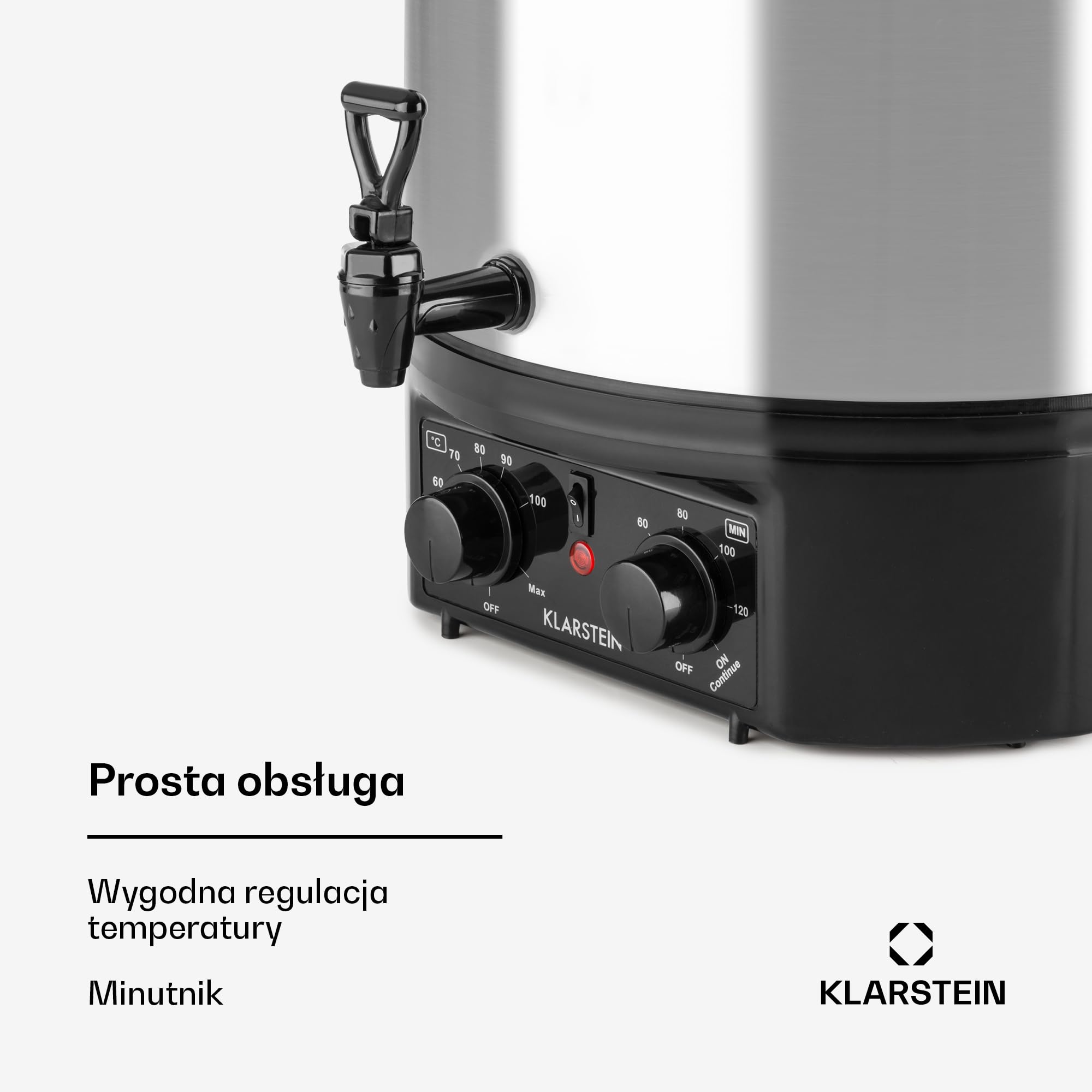 Klarstein Biggie Small - Urządzenie do pasteryzacji, gar do wekowania, Automat do grzańca, elektryczny, Pojemność 16L, 2000 W, Regulowana temperatura, Wyłącznik czasowy do 120 minut, srebrny
