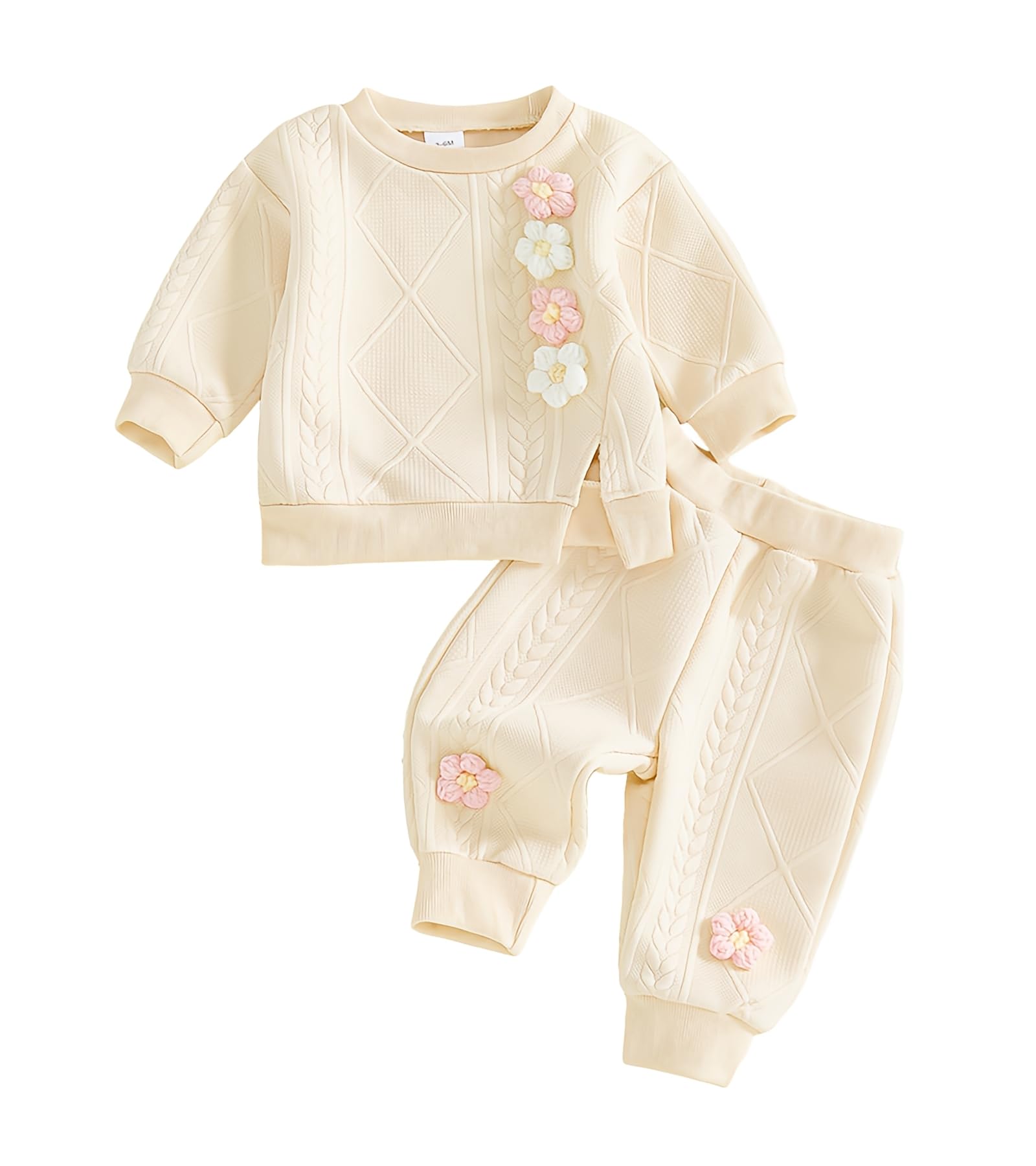 Toddler Baby Girl Outfits Long Sleeve Solid Sweatsuit Pants 2 Piece Clothes Fall Winter Infant Sweater Set 3M-5T