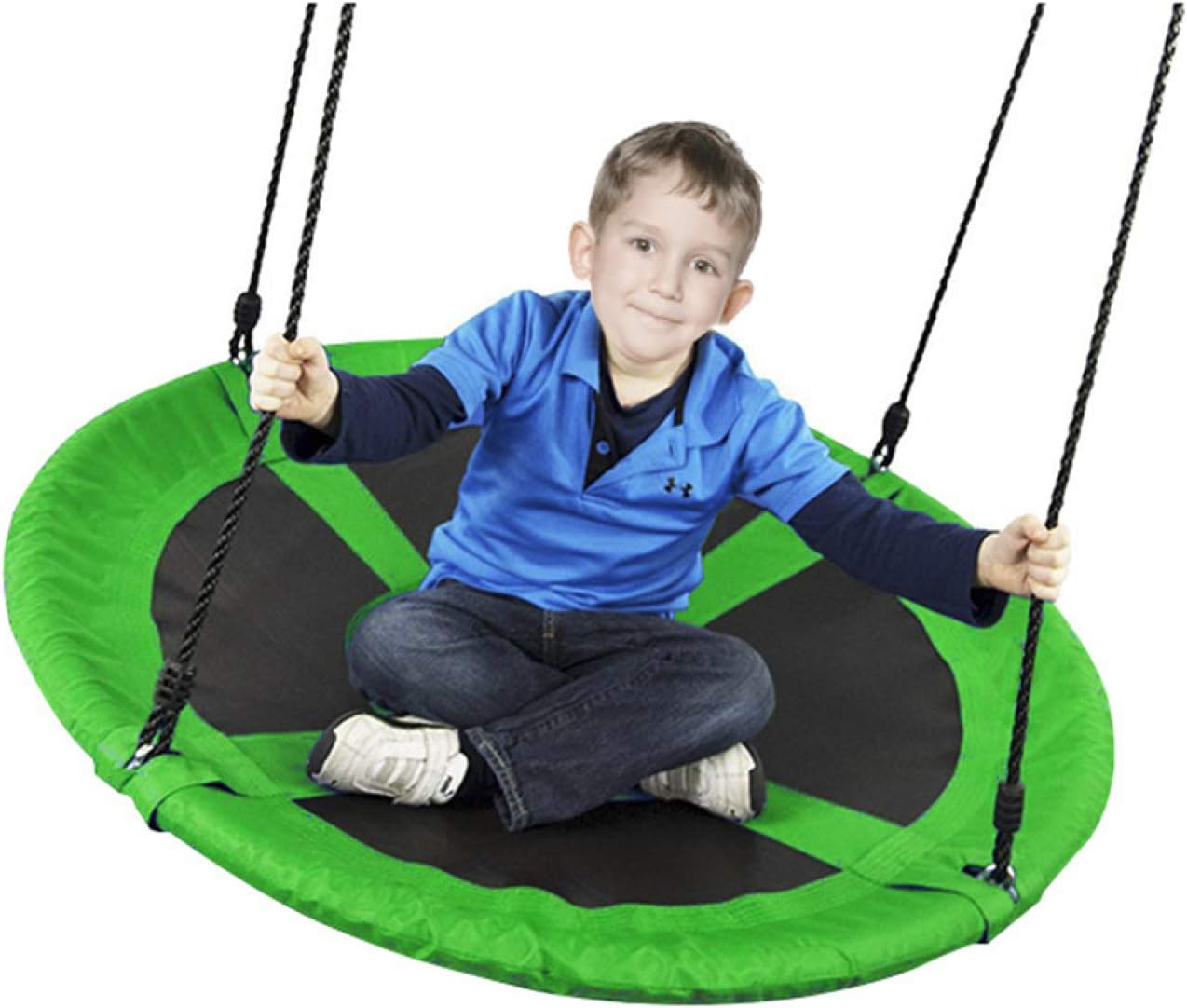 Columpio Nido, Columpio Jardín Ø100CM hasta 250 kg Columpio de Árbol Redonda Ajustable Columpios Infantiles para Niños y Adultos,Green