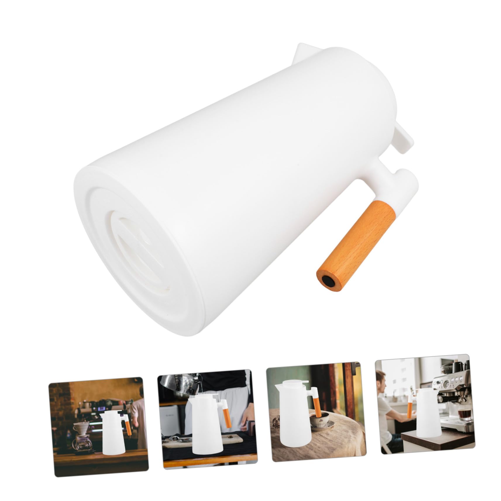 Botella Térmica de Vidrio con Aislamiento para Bebidas Calientes y Frías Pequeña Tetera Portátil para Hogar con Asa de Madera y Tapa de Fácil de Usar