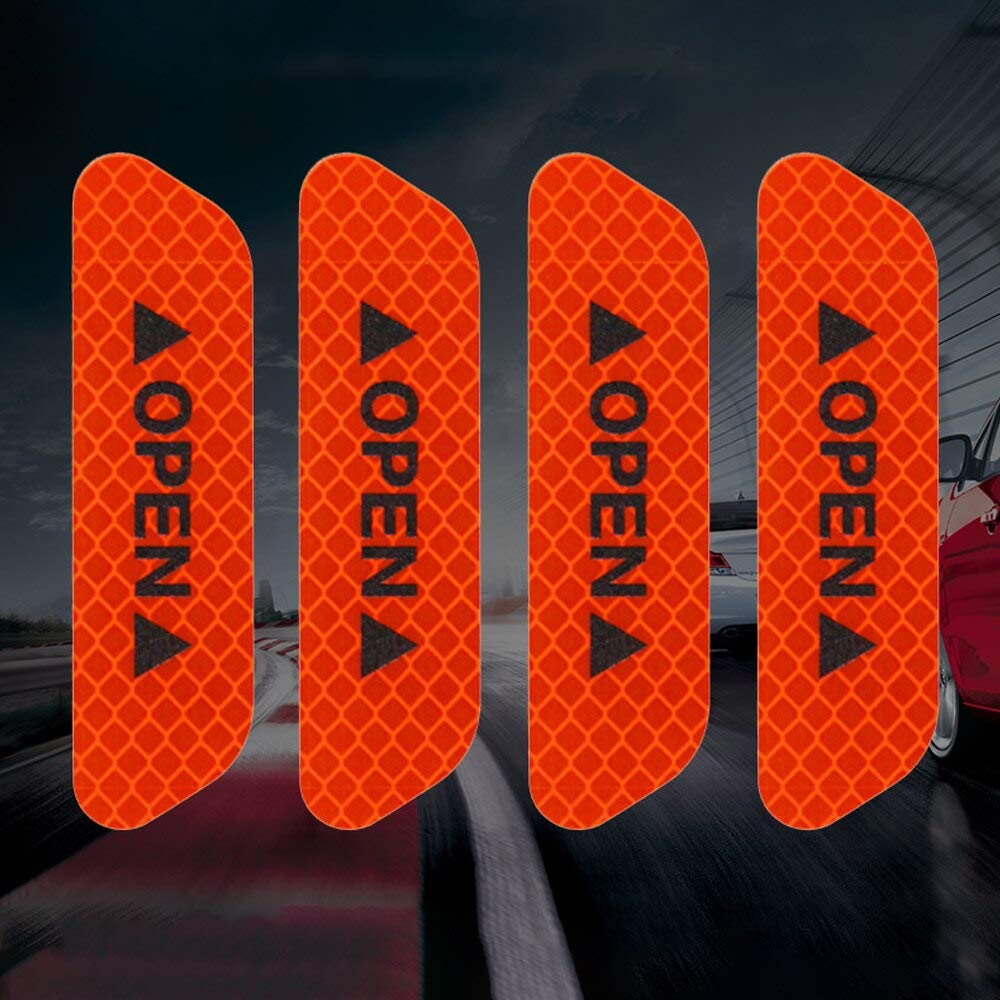 SOLDOUT Reflective Car Door Open Warning, Collision Warning Decals Sticker (Red, Pack of 4)