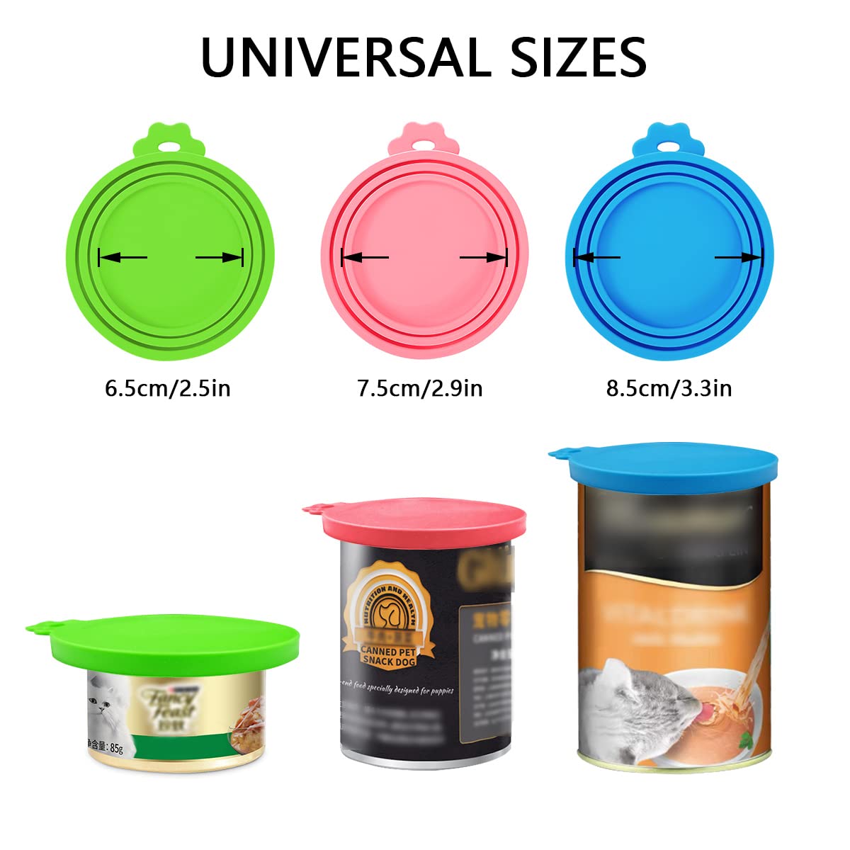 4 Pezzi Coperture per Lattine per Animali, Ucoperchi Universali in Silicone per Barattoli di Latta per Cani e Gatti Coperchi con 2 Cucchiai per la Conservazione del Cibo per Cane e Gatto