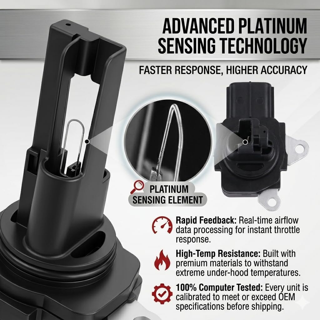 Mass Air Flow Sensor MAF 22204-31020 Compatible with Toyota Camry, Corolla, RAV4, Avalon, Highlander, Lexus IS250, IS350, ES350, GS350, Scion tC, xB, Replaces 22204-31010, 22204-0H010