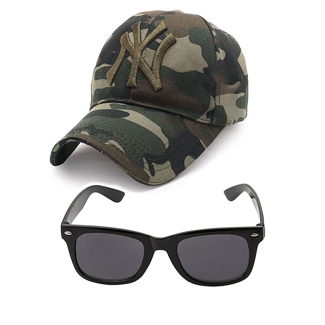 faasMilitary Ny Baseball Cap & Black Sunglass Combo for Men & Boys.(Pack of 2)