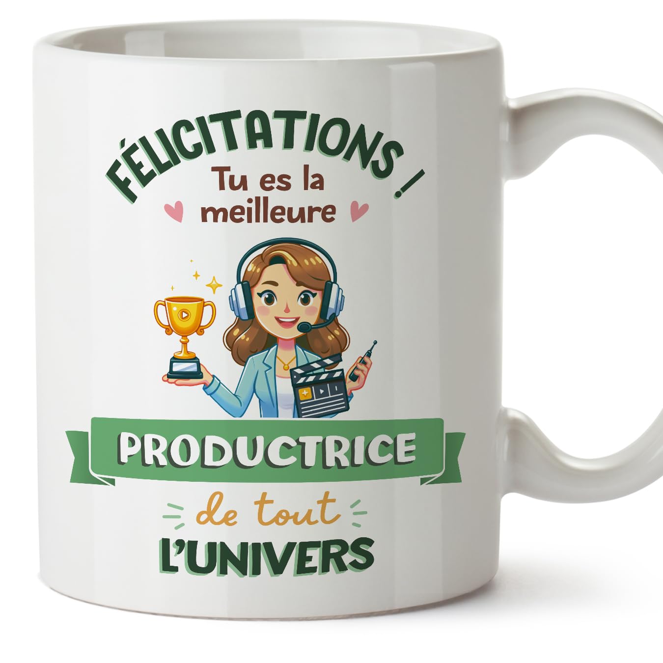 MUGFFINS Audiovisual Producer Woman Mug - in French - Meilleur Univers Trophée - Funny Gift for Colleagues - Ceramic 11oz Mug — image 1