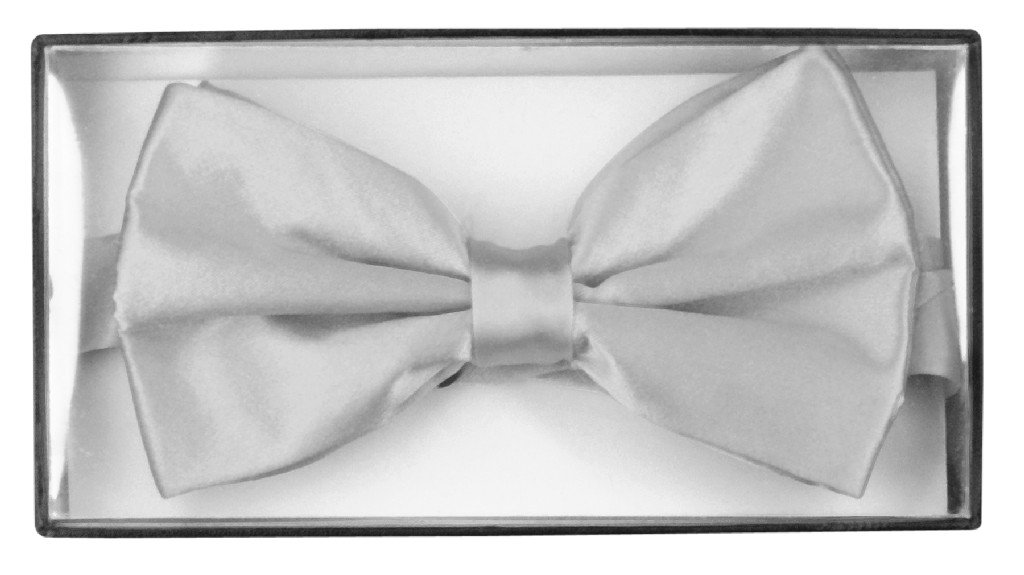 Vesuvio Napoli 100% SILK Grey BOWTIE Solid SILVER GRAY Color Men's Bow Tie for Tuxedo or Suit