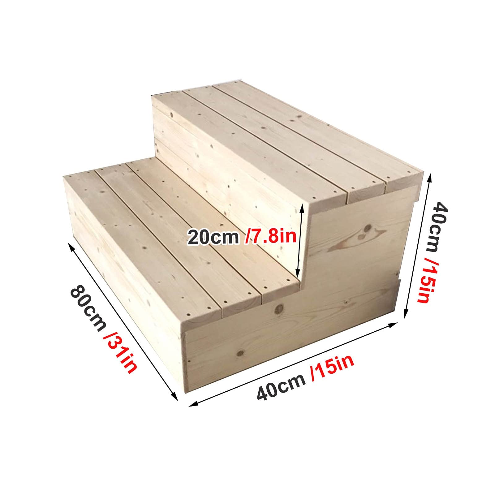 JLXJ Wooden Step Stool Small Bench for Kids Adults, Bathroom Non-Slip Bath Stepping Stools for High Beds and Bedside, Foot Rest Stool Shelf (Size : 80×40×40cm)