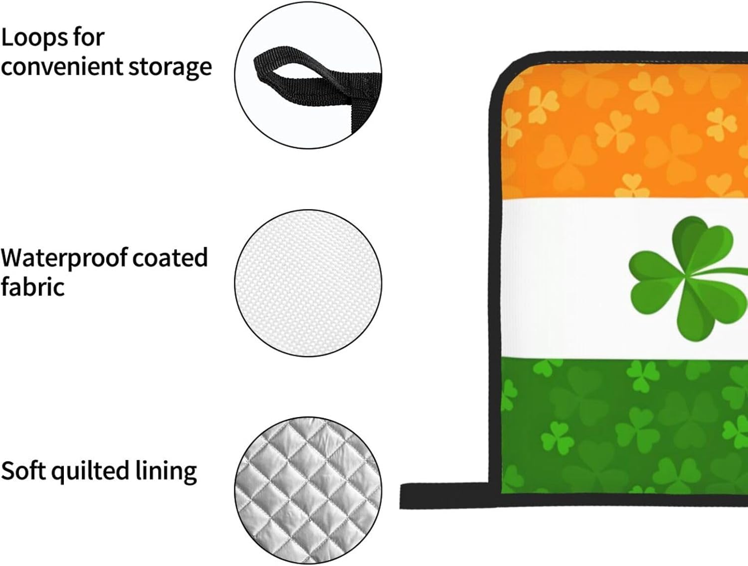 Irish Flag Prints Kitchen Covers: Waterproof Oven Layers for Safe Cooking & Easy Cleanup - 4 Piece Heat Protection Set