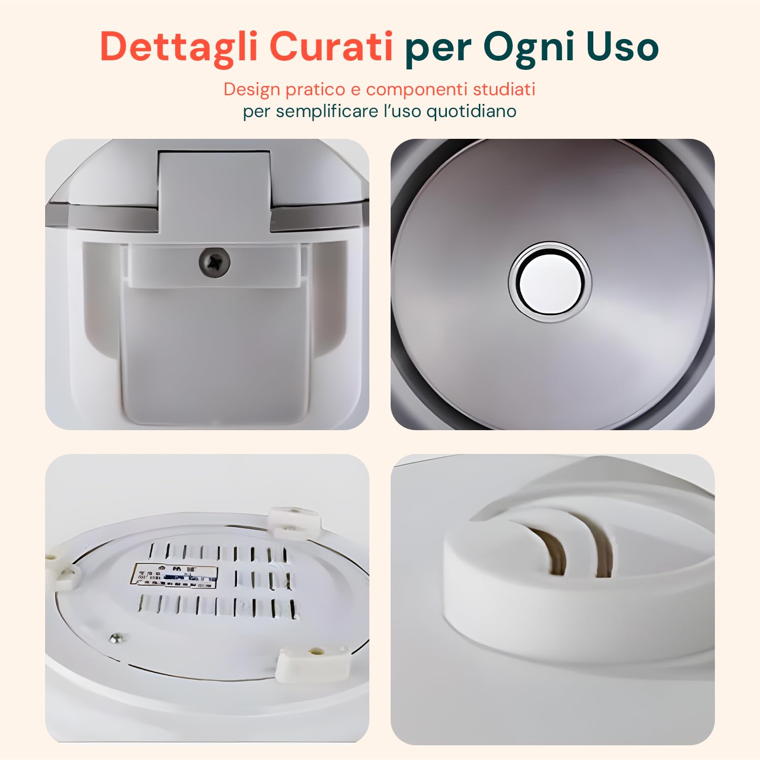 Wintem - Cuociriso Elettrico da 700W con Vaporiera Integrata e Pentola Antiaderente, Cucina Sana e Veloce, Mantiene il Calore Automaticamente, Ideale per Riso e Cottura al Vapore