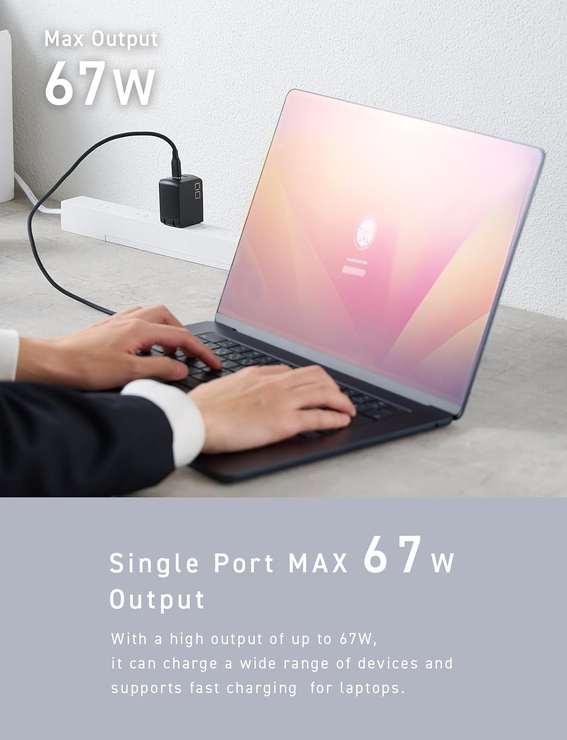 CIO 65W Dual USB-C Charger Block, Compact 65W GaN USB-C Wall Charger for Laptop/Phone/Tablet, 2-Port Fast Charging Adapter, 67W Max Output, Charging Block, NovaPort Duo II 67W2C (Black)