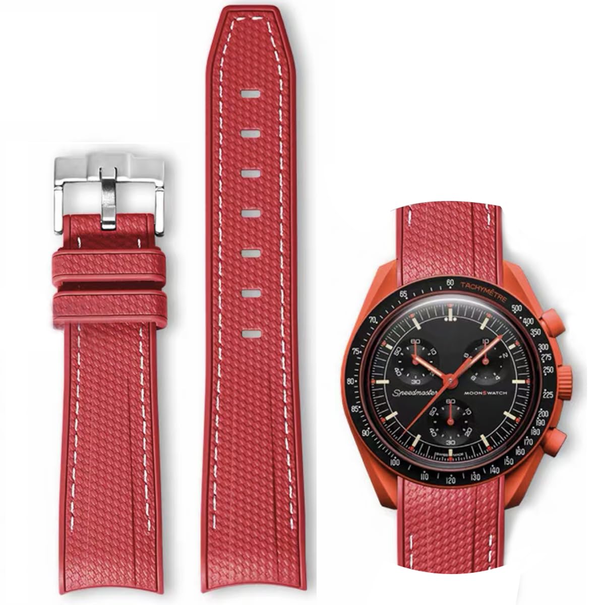 HEYOZURY Watch Bands for Omega X Swatch Moonswatch Watch 20mm Curved Rubber Strap Silicone Watch Band Men Women Replacement Bracelet Omega MoonSwatch