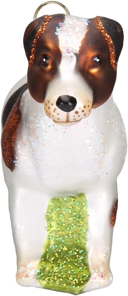 Old World Christmas Jack Russell Terrier Glass Blown Ornament for Christmas Tree, Handcrafted Holiday Decoration, Dog Collection