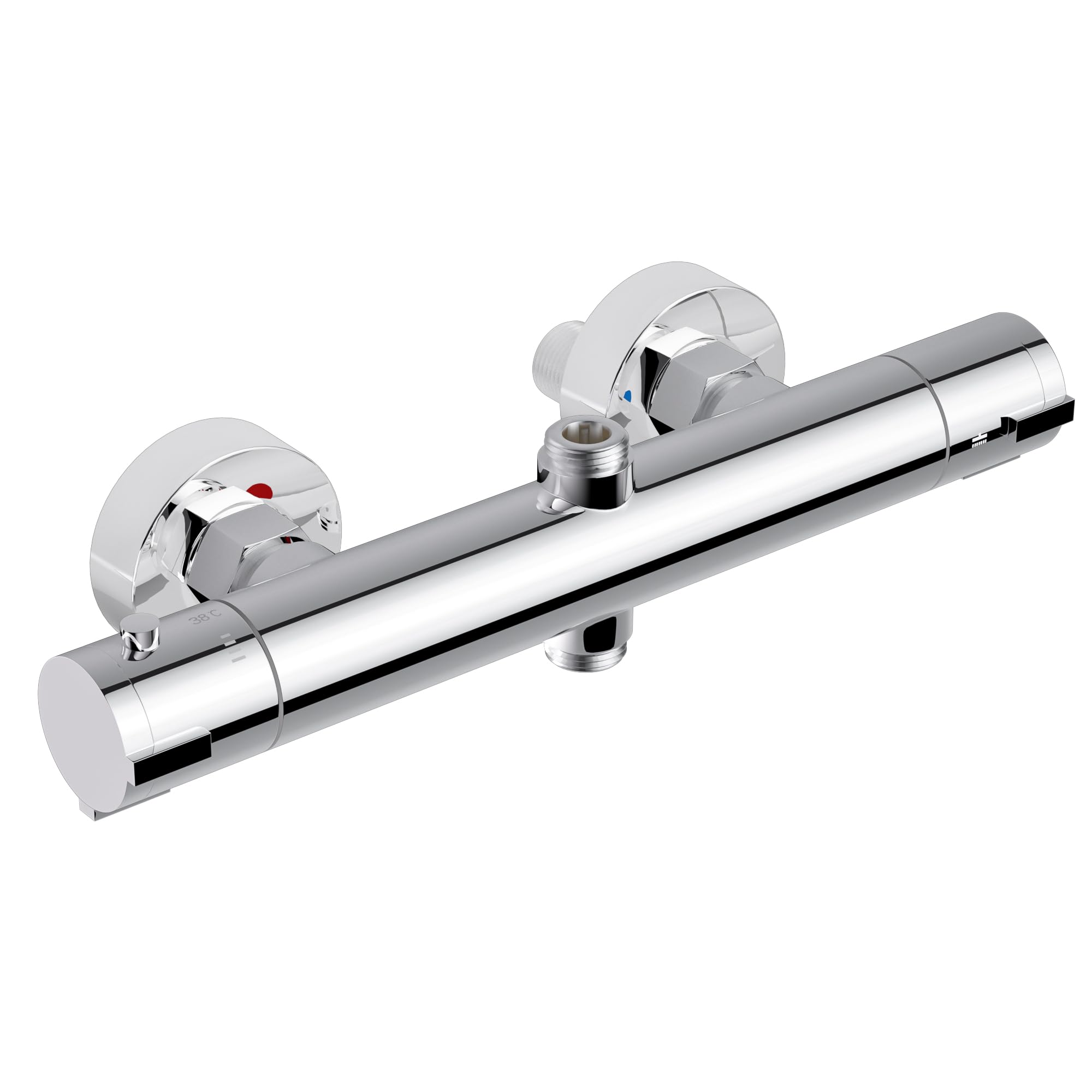 SAMODRA Thermostatic Shower Mixer Bar, Wall Mounted Shower Mixer Tap (Shower Mixer-2 Outlet), Chrom