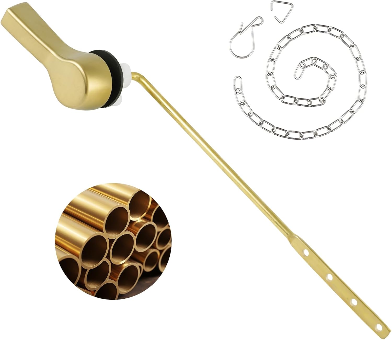 iFealClear Universal Metal Toilet Flush Handle Replacement, Front Mount Toilet Handle Replacement Compatible with Kohler, TOTO, Mansfield Gerber Toilets, Solid Brass, Brushed Gold