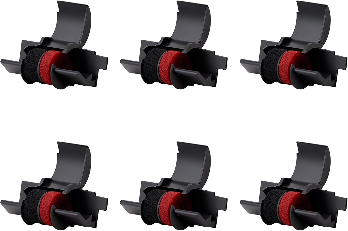 6 Pack Weemay Compatible with IR-40T Black/Red Calculator Ink Ribbon | Compatible with Sharp EL-1750V EL-1801V, Canon P23-DHV CP13 MP-12D, Casio HR-100TM HR-170RC, Individually Sealed