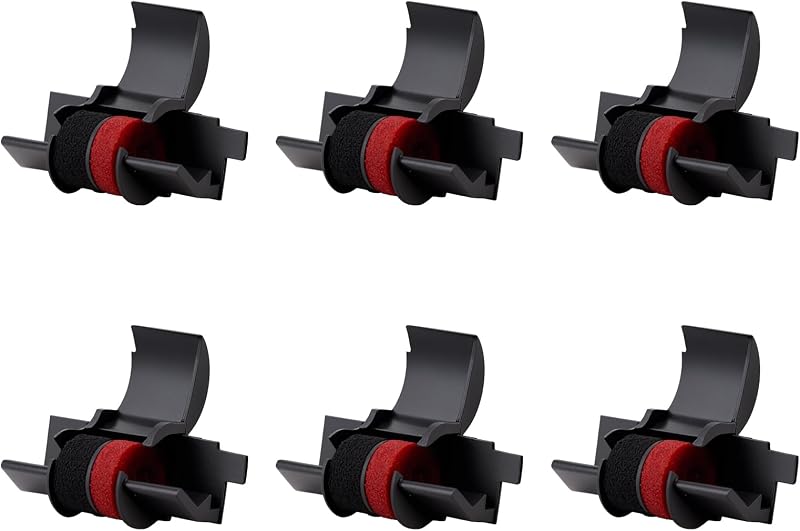 6 Pack Weemay Compatible with IR-40T Black/Red Calculator Ink Ribbon | Compatible with Sharp EL-1750V EL-1801V, Canon P23-DHV CP13 MP-12D, Casio HR-100TM HR-170RC, Individually Sealed