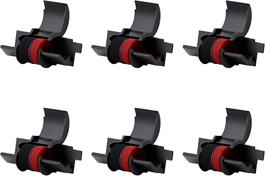 6 Pack Weemay Compatible with IR-40T Black/Red Calculator Ink Ribbon | Compatible with Sharp EL-1750V EL-1801V, Canon P23-DHV CP13 MP-12D, Casio HR-100TM HR-170RC, Individually Sealed